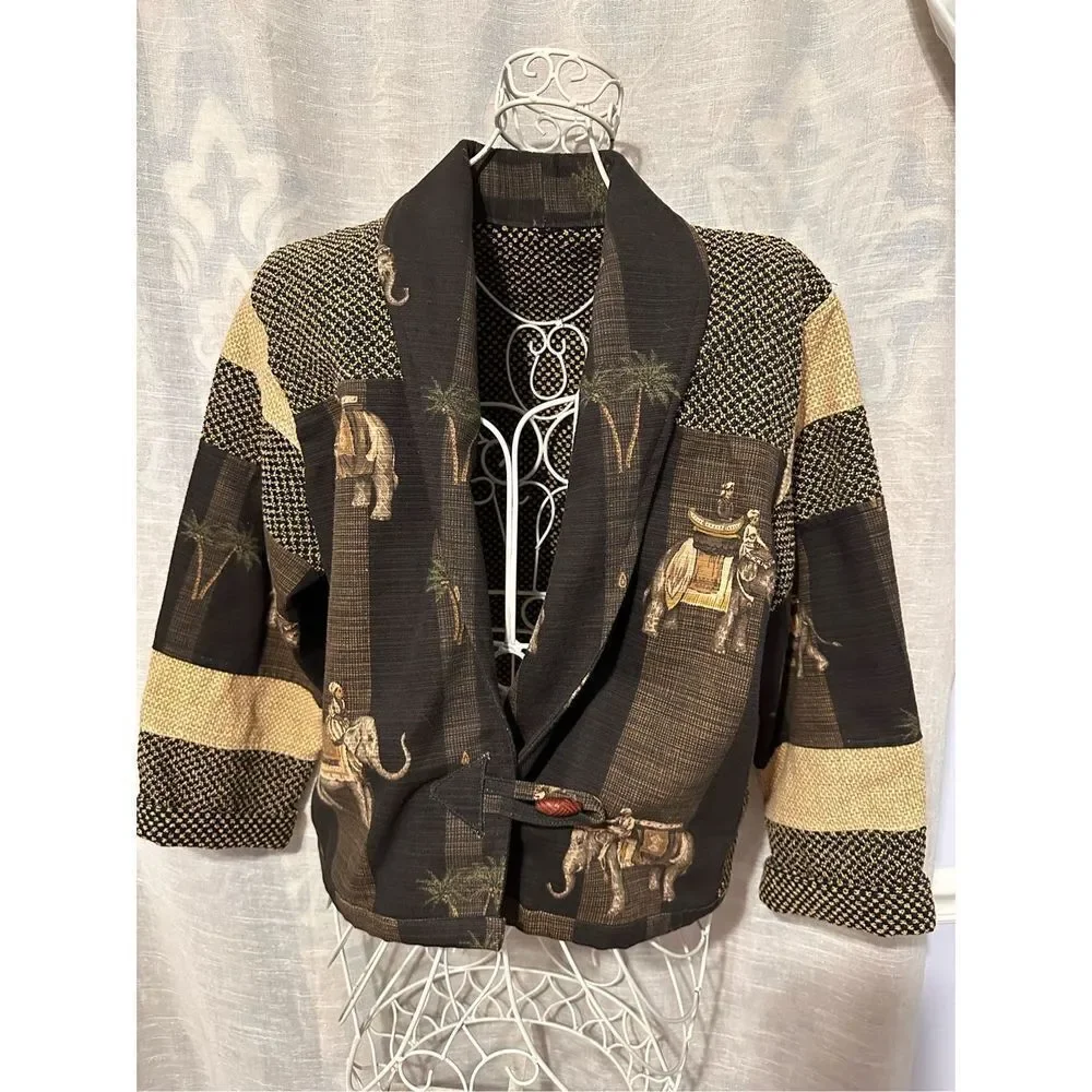 RARE FIND SHOWSTOPPER Vintage UNIQUE ONE OF A KIND HANDMADE elephant jacket/blaz